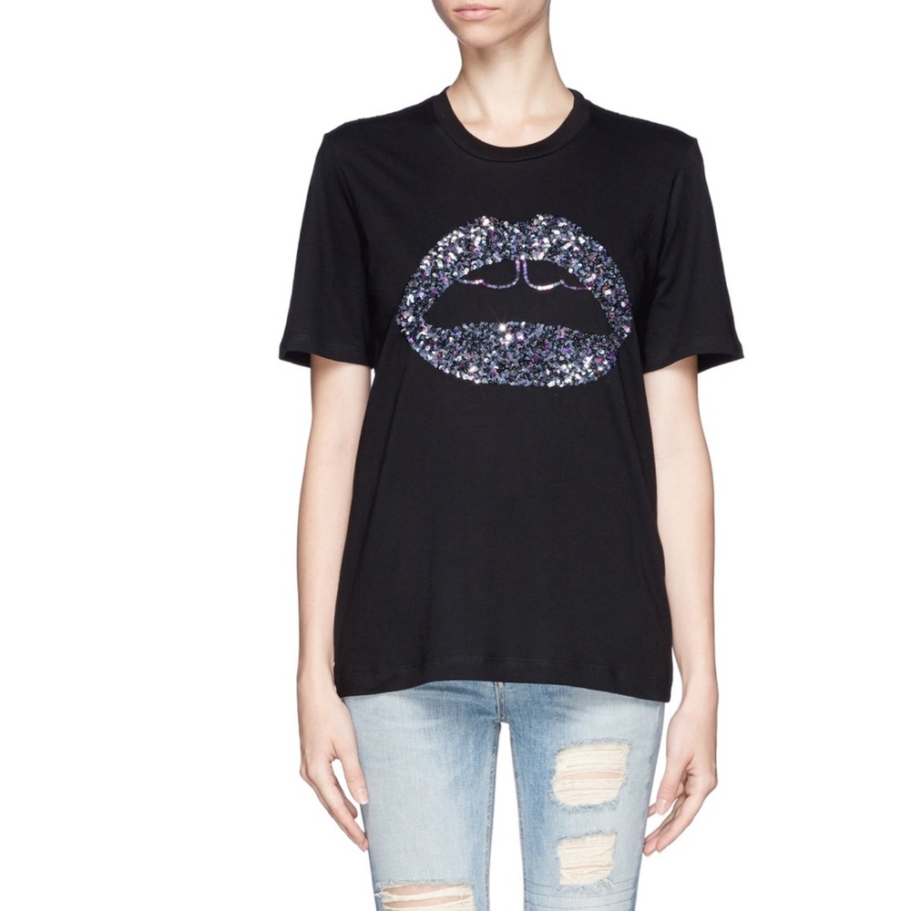 Markus Lupfer • Lara Lip Sequin T-Shirt